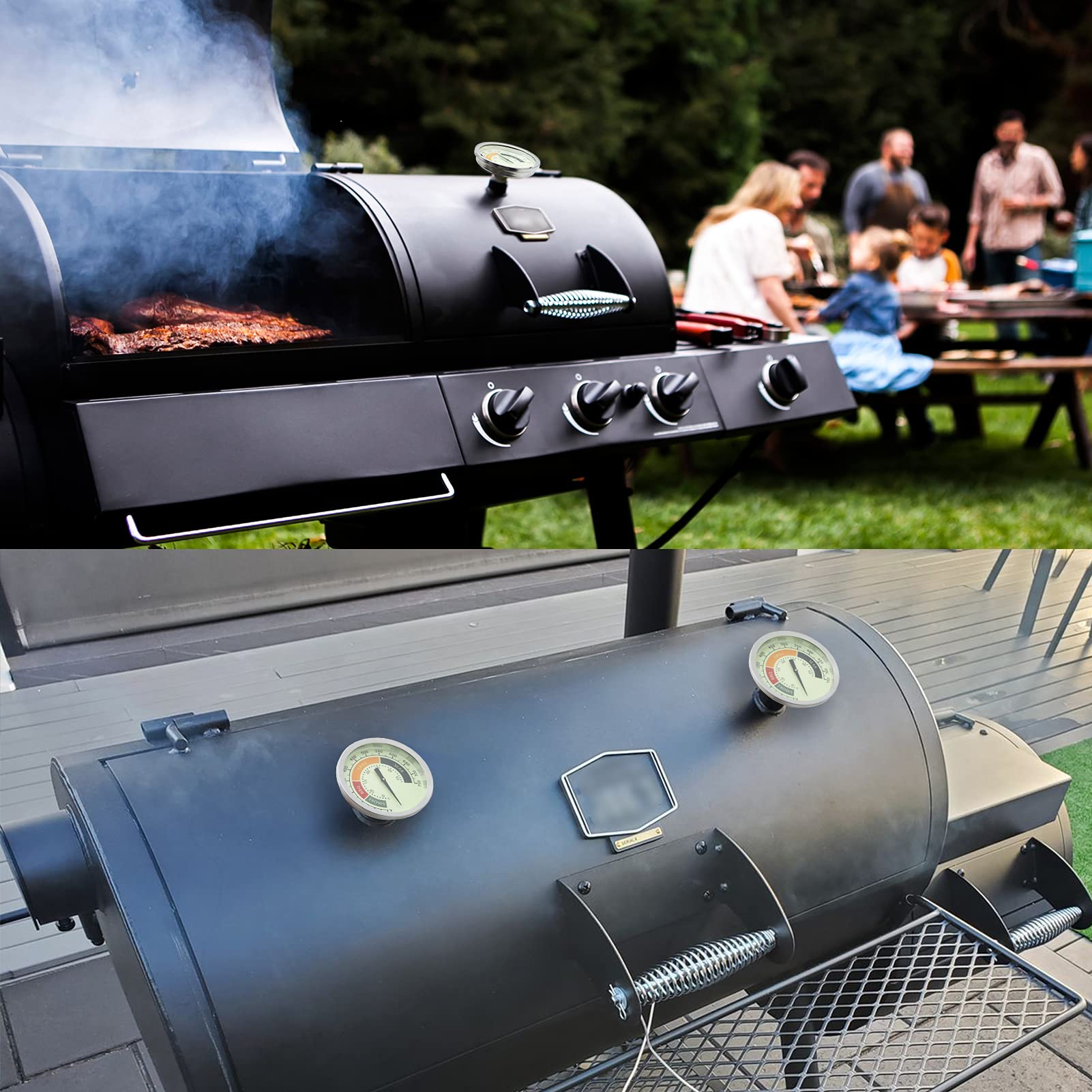 3 1/8” Accurate Luminous BBQ Thermometer Gauge for Oklahoma Joe’s Smokers 3695528R06 & Most Charcoal Pellet Wood Pit Smoker Grills, 1/2 NPT Male Thread Temperature Gauge Replacement, Grill Thermostat - CookCave