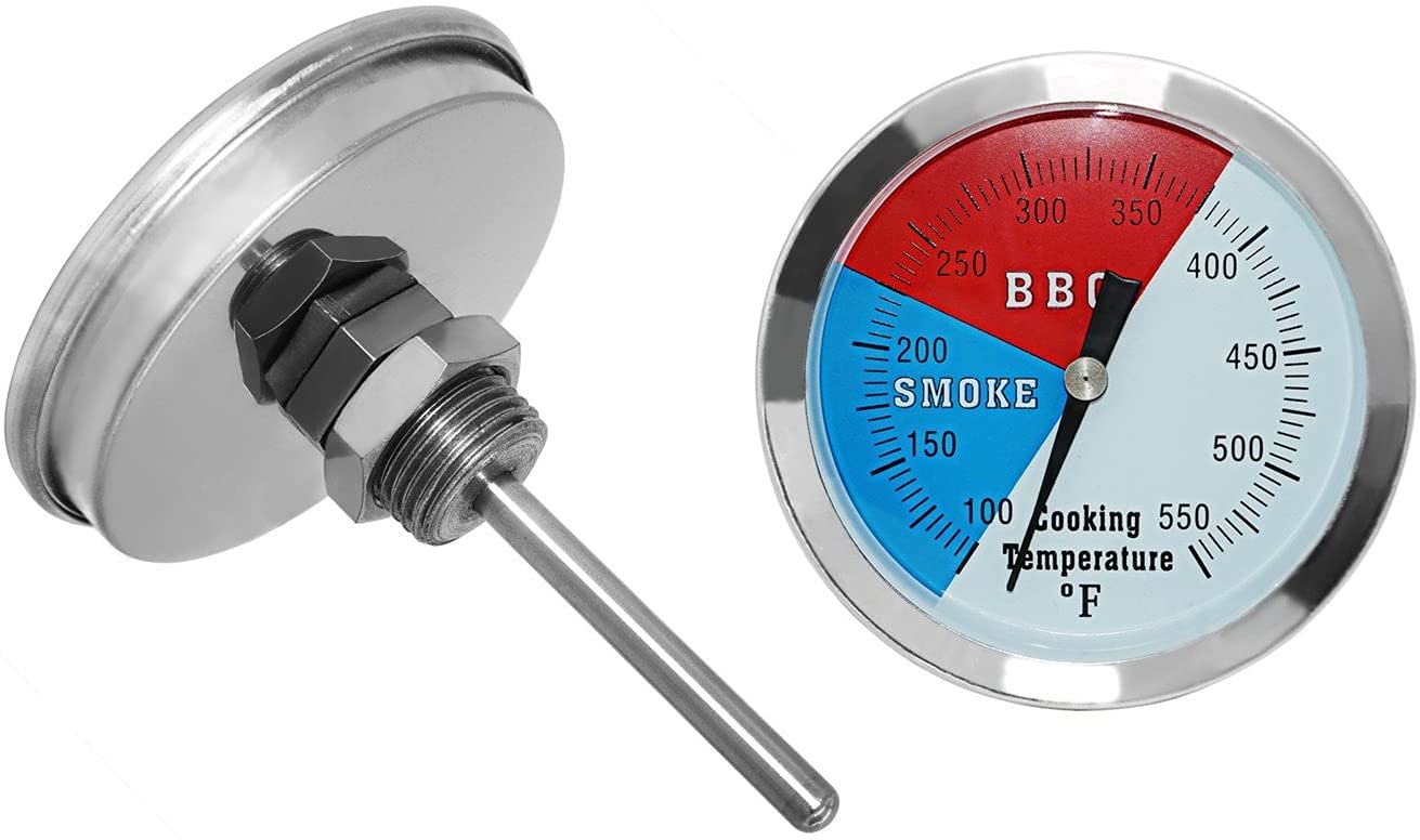 3 1/8 inch BBQ Thermometer Gauge 2 Pcs Charcoal Grill Pit Smoker Temp Gauge Grill Thermometer Replacement for Oklahoma Joe's Smokers, and Smoker Wood Charcoal Pit, Large Face Grill Thermometer - CookCave