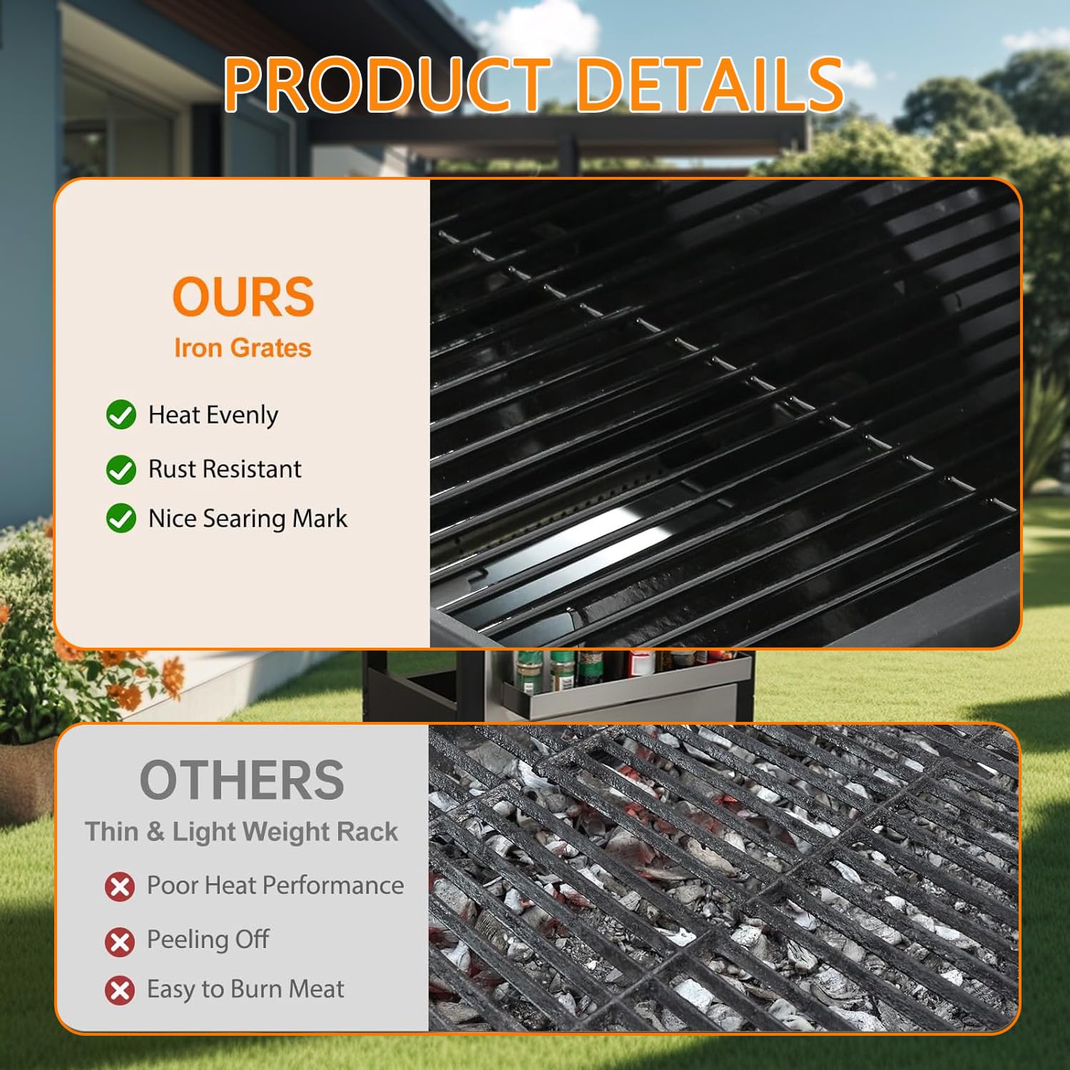 3-Burner Propane Gas BBQ Grill, Stainless Steel Propane Grill 36,900 BTU Outdoor Cabinet Style with Wheels, Wire Rack and Two Foldable Side Table for Outdoor Barbecue Cooking (3-Burner Grill,Silver) - CookCave