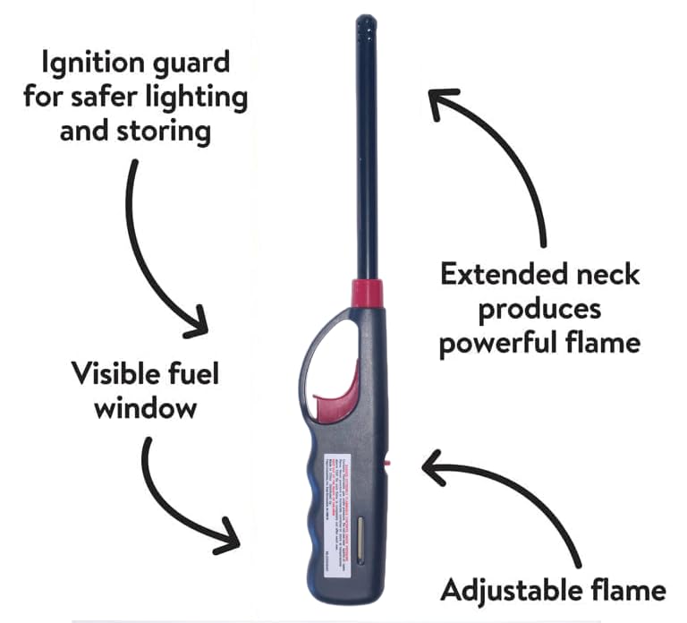 3 Pack BBQ Grill Lighter Casings Refillable Butane Gas Candle Fireplace Kitchen Stove Long - CookCave