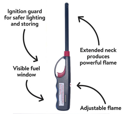 3 Pack BBQ Grill Lighter Casings Refillable Butane Gas Candle Fireplace Kitchen Stove Long - CookCave