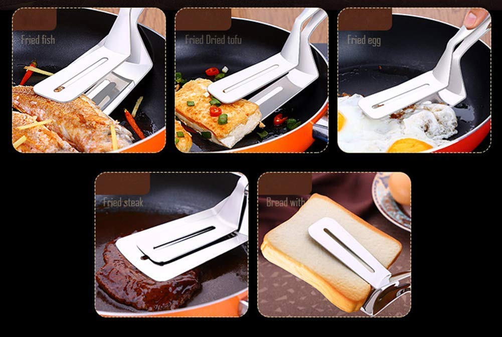 304 Kitchens Tongs 11 Inch 1 Pack Premium Stainless Steel Multipurpose Gripper Bread Clip/Steak Clamps/Fried Steak Clamp/Barbecue Tongs/Beefsteak Turner Flipper - CookCave