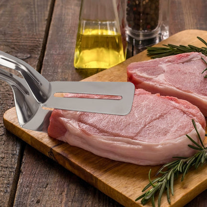 304 Kitchens Tongs 11 Inch 1 Pack Premium Stainless Steel Multipurpose Gripper Bread Clip/Steak Clamps/Fried Steak Clamp/Barbecue Tongs/Beefsteak Turner Flipper - CookCave