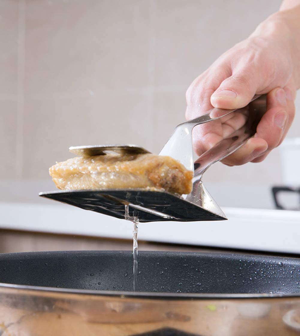 304 Kitchens Tongs 11 Inch 1 Pack Premium Stainless Steel Multipurpose Gripper Bread Clip/Steak Clamps/Fried Steak Clamp/Barbecue Tongs/Beefsteak Turner Flipper - CookCave