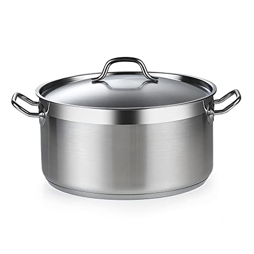 Cooks Standard Stainless Steel Stockpot 9 QT, Dutch Oven Pot with Lid, Professional Stock Pot with Lid for Pasta, Soup, Spaghetti, Oven Safe, Dishwasher Safe, Cookware for Canning, Boiling, Simmer