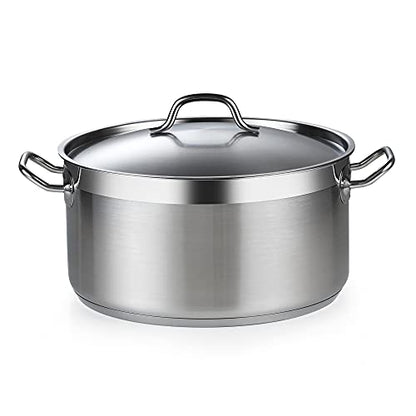 Cooks Standard Stainless Steel Stockpot 9 QT, Dutch Oven Pot with Lid, Professional Stock Pot with Lid for Pasta, Soup, Spaghetti, Oven Safe, Dishwasher Safe, Cookware for Canning, Boiling, Simmer