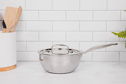 Heritage Steel 2 Quart Saucier with Lid | Made in USA | Titanium Series | 316Ti Stainless Steel Pan with Stay Cool Handle | Fully Clad with 5-Ply Construction | Induction Ready & Non Toxic