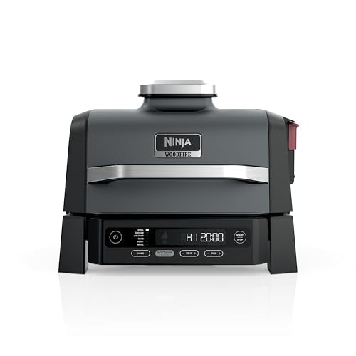 Ninja Woodfire Outdoor Grill & Smoker, 6-in-1 Functionality, Grill, Smoke, Bake, Roast, Air Fry, Broil, Authentic Woodfire Flavors, Electric Heat, OG321
