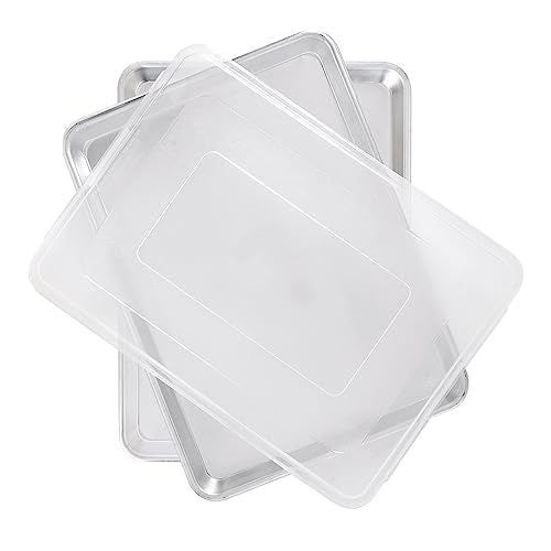 Nordic Ware Naturals Half Sheet Set - USA Made Aluminum Commercial Quality Sheet Pan for Baking or Roasting, Encapsulated Galvanized Steel Rim Prevents Warping, 2pk Half + Lid
