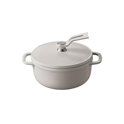 Vermicular Oven Pot 2.0 | Lightweight Enameled Cast Iron Pot | 14cm (1 Qt) | Non-Toxic | Induction-compatible | Dutch Oven | Made in Japan | Matte Linen Beige