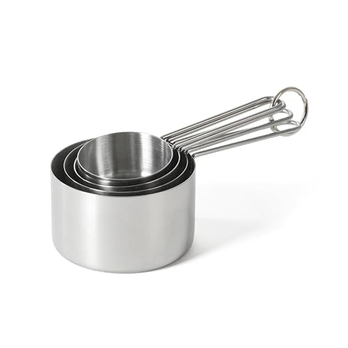 Martha Stewart Richburn 4-Piece Stainless Steel Measuring Cups Set – Durable and Accurate Kitchen Measuring Tools for Baking and Cooking