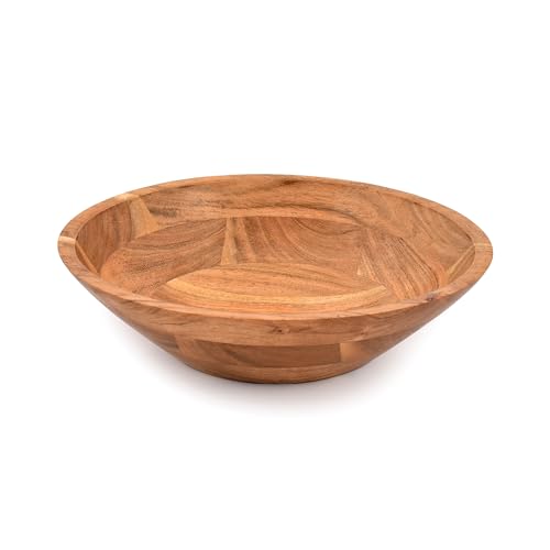 Samhita Acacia Wood Serving Bowl, Fruit Bowl, Friendly and Perfect for Salad, Vegetables and Fruit,Single Salad Bowl (10" x 10" x 3")