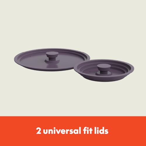 bella 9 Piece Ceramic Nonstick Cookware Set, Fits-anywhere™ Kitchenware w EverGood™ Coating, Dishwasher & Oven Safe, All Stovetops Compatible, Stackable Design, Cool Touch Handles, Plum