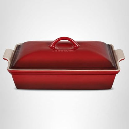 Le Creuset Stoneware Heritage Covered Rectangular Casserole, 4 qt. (12" x 9"), Cerise