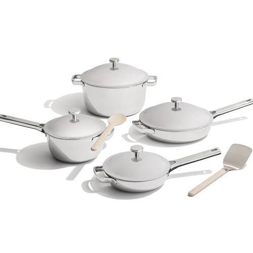 Our Place Titanium Pro Cookware Set | 10-Piece Pots and Pans Set with Always Pan Pro, Perfect Pot Pro & Minis | Non-Toxic No-Coating Nonstick | Induction & Oven-Safe up to 1000°F | Chrome