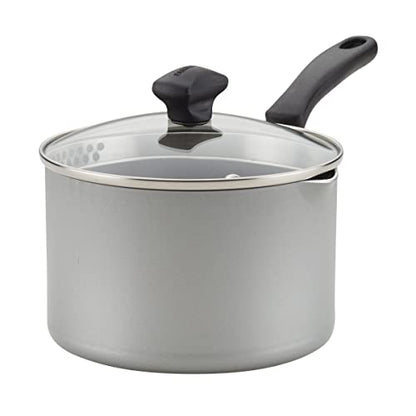 Farberware Cookstart DiamondMax Nonstick Straining Saucepan, Dishwasher Safe, 3 Quart, Silver