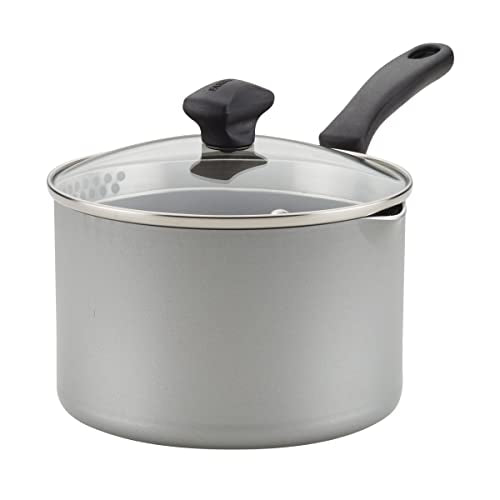 Farberware Cookstart DiamondMax Nonstick Straining Saucepan, Dishwasher Safe, 3 Quart, Silver