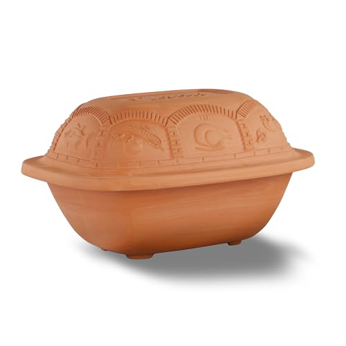 Eurita Clay Roaster, 3 Quart, 2.8 litres, Non-Stick Earthenware, Toxin-Free, Healthy Clay Pot Cooking, Versatile Cooking Dutch Oven, Digital Recipe and Instructions Included