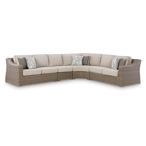 Signature Design by Ashley 4-Piece Outdoor Sectional Sofa, Beige