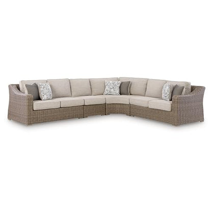 Signature Design by Ashley 4-Piece Outdoor Sectional Sofa, Beige