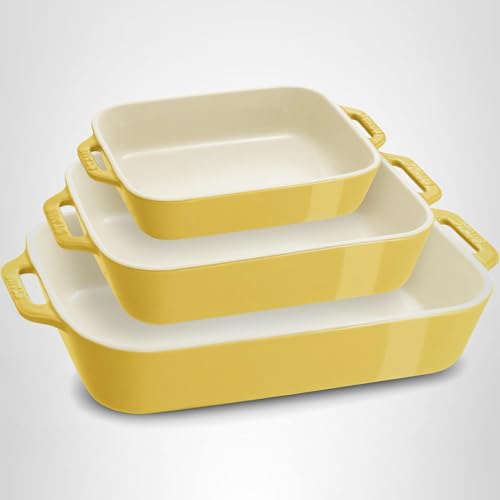 Staub Ceramic 3-pc Rectangular Baking Dish Set - Citron