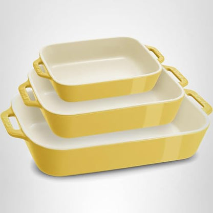 Staub Ceramic 3-pc Rectangular Baking Dish Set - Citron