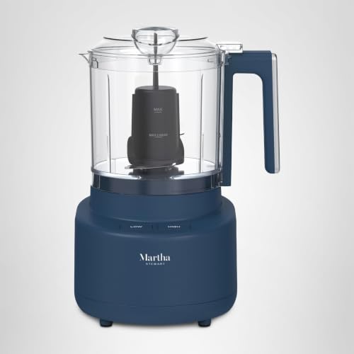 Martha Stewart 3 Cup Electric Vegetable Chopper, Mini Food Processor, Navy