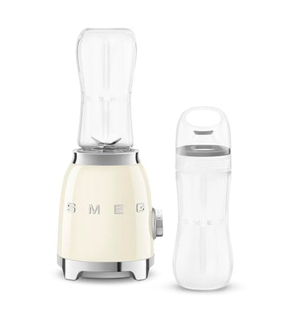 SMEG 50's Retro Style Personal Blender with Backlit Knob and Two 600 ML BPA Free bottles PBF01CRUS Cream