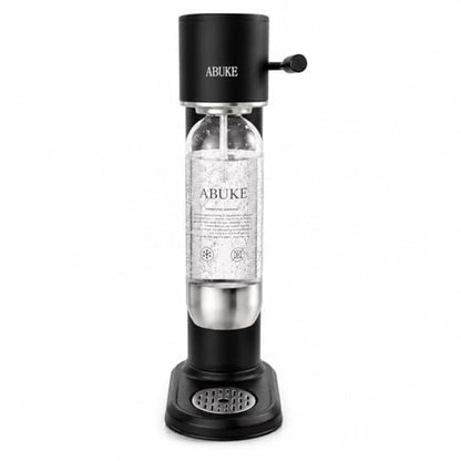 ABUKE Aluminum Sparkling Water Maker with Lever Handle, Metal Body & Nozzle, Compatible with Threaded CO2 Cylinders, Automatic Pressure Release, BPA-Free PET Bottle, 2-Year Warranty