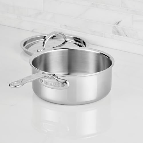 Hestan ProBond Luxe 2-Quart Saucepan with Lid, Professional Clad Stainless Steel, ProCore Tri-Ply Clad Construction, Polished Exterior, Induction & Oven Safe