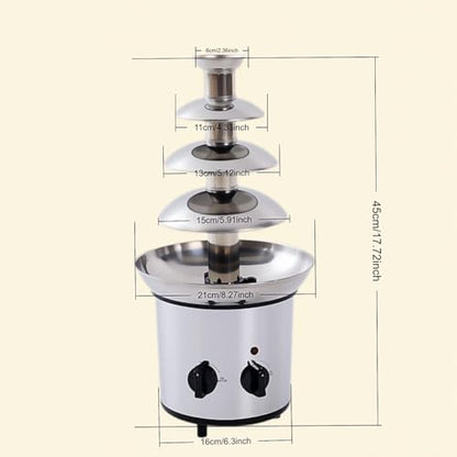 Chocolate Fountain Machine, 4 Tier Stainless Steel - 60-Ounce Electric Fondue Fountain with Temperature Control, Hot Chocolate Cheese Melting Heat Machine for Catering, Cafe, Hotel, Party, Wedding