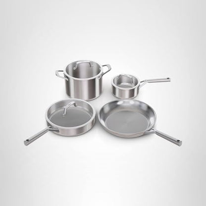Ninja EverClad Stainless Steel Cookware 7 Piece Pots & Pans Set, Cookware Set, All Stovetops & Induction, Oven Safe to 600°F, Tri-Ply Commercial-Grade, C99007