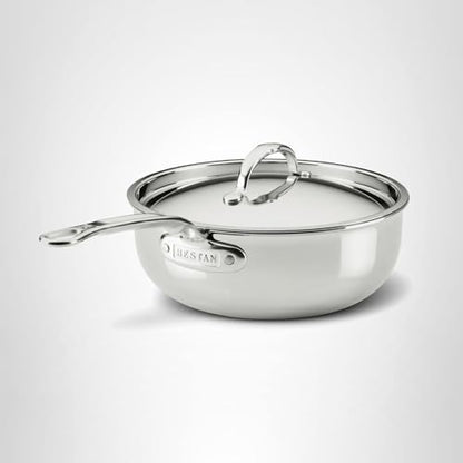 Hestan ProBond Luxe Saucepan with Lid, 2 Quart Polished Tri-Ply Stainless Steel - Professional Clad Cookware, Induction Compatible, Oven Safe