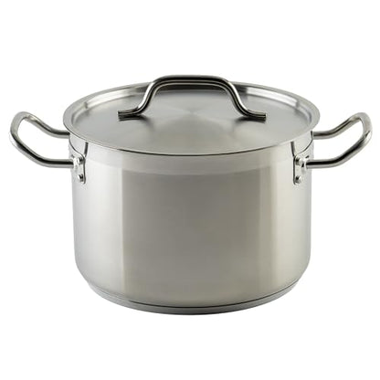 Winco Heavy-Duty Stainless Steel Stock Pot with Cover, 8 Quart