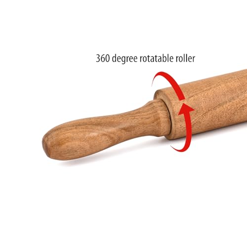 Bhavatu Rolling Pins Acacia Wood Professional Baker's Tool for Dough, Pastry, Pizza | Durable & Rustic Kitchen Essential (16" x 1.5" x 1.5")