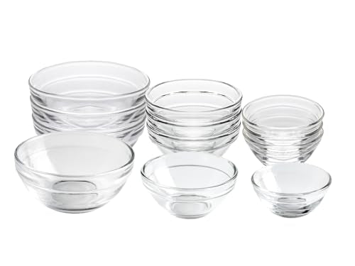 HillSpring 3 Sizes of Glass Prep Bowl Sets, Clear Small Pinch Bowls for Salt, Spices and Chopped Ingredients, 1.5oz/2.5oz/3.5oz, Set of 12
