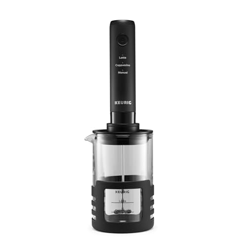 Keurig SimpleCafe Frother, Rechargeable Handheld Milk Frother for Lattes, Cappuccinos & Iced Coffee, USB Cord Included, Microwave-Safe Frothing Cup, Hot & Cold Foam Maker