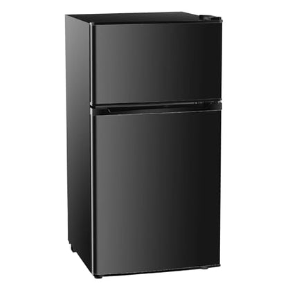 3.2 Cu.Ft Mini Fridge with Freezer, 2 Door Small Refrigerator with Adjustable Thermostat Energy-efficient Low Noise, Compact Fridge for Bedroom, Office, Dorm, Black