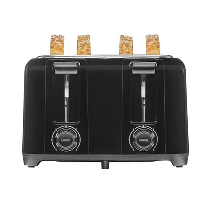 Proctor Silex 4 Slice Toaster with Extra Wide Slots for Bagels, Cool-Touch Walls, Shade Selector With 7 Browning Levels, Toast Boost, Auto Shut-off and Cancel Button, Black (24215PS)
