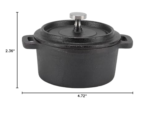 Acouto Small Castn Pot Dutch Oven Cast Iron Pot with Lid - Traditional Double Thickened Insulation Cooking Ergonomic Handle for Baking 7 Quart Capacity Heavy Duty Versatile
