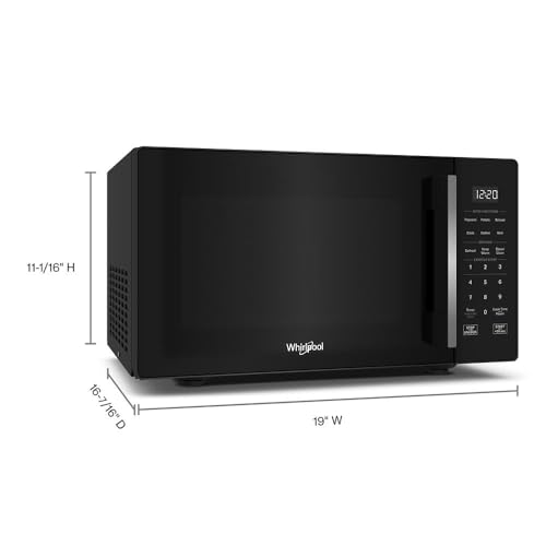 Whirlpool WMCS3019RB Countertop Microwave with Turntable 0.9 Cu. Ft, Steam Clean, 900 Watt Microwave, Black