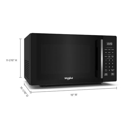 Whirlpool WMCS3019RB Countertop Microwave with Turntable 0.9 Cu. Ft, Steam Clean, 900 Watt Microwave, Black