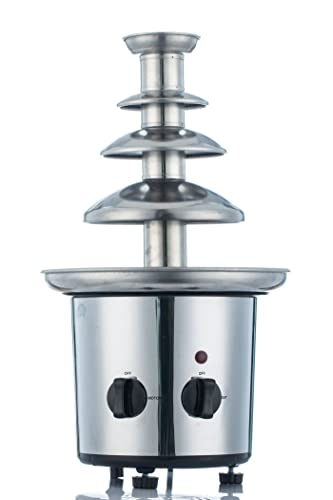 Chocolate Fountain Machine Electric Chocolate Fondue Fountain Machine 4 Tier Stainless Steel 4-Pound Capacity for Chocolate, Butter, Cheese