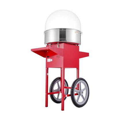 VEVOR Electric Cotton Candy Machine Cart with Cover, Commercial Floss Maker w/Stainless Steel Bowl, Sugar Scoop and Drawer, Perfect for Home, Carnival, Kids Birthday, Family Party, Red