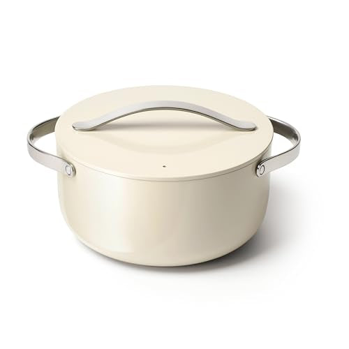 Caraway Dutch Oven Pot with Lid (6.5 qt, 10.5") - Non-Stick Ceramic Coating - Free From Forever Chemicals - Oven Safe & Stovetop Agnostic - Cream