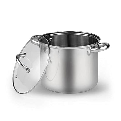 Cook N Home Stainless Steel Stock Pot, 12 Quart Stock Pot with Lid for Pasta, Soup, Heavy Duty Induction Soup Pot, Sturdy Handle, Oven Safe, Dishwasher Safe, Cookware for Canning, Boiling, Simmer