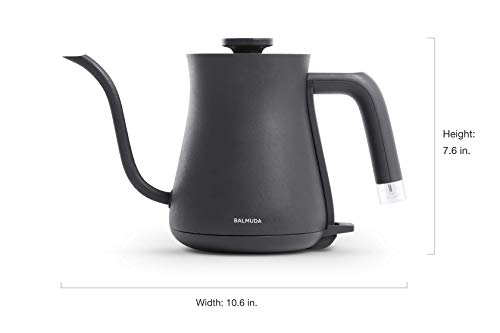 BALMUDA The Kettle | Electric Gooseneck Kettle | Lightweight | Stainless Steel | 0.6L (20fl oz) Capacity | Neon Light Indicator | Perfect for Tea and Coffee | US Version | Black