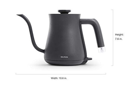 BALMUDA The Kettle | Electric Gooseneck Kettle | Lightweight | Stainless Steel | 0.6L (20fl oz) Capacity | Neon Light Indicator | Perfect for Tea and Coffee | US Version | Black