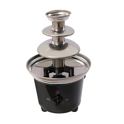 Yollsolom 3-Tier Chocolate Fondue Fountain, 1LB Capacity Electric Chocolate Fountain Machine with 6 Forks & Tray - 40W 430 Stainless Steel for Party Wedding Birthday (Black)