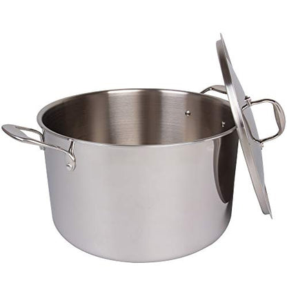 Camerons 16 Quart Stock Pot with Lid - 18/10 Professional Grade Tri-Ply Stainless Steel Stockpot - Commercial Grade Sauce Pot with Stick Resistant Interior, Stay Cool Handles & Induction Compatible